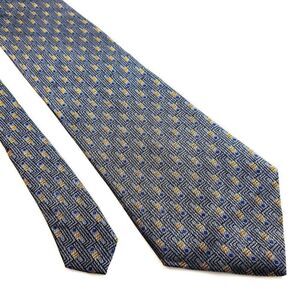 Perry Ellis Portfolio Woven Gray Blue Brown Geometric Short Wide Silk Tie